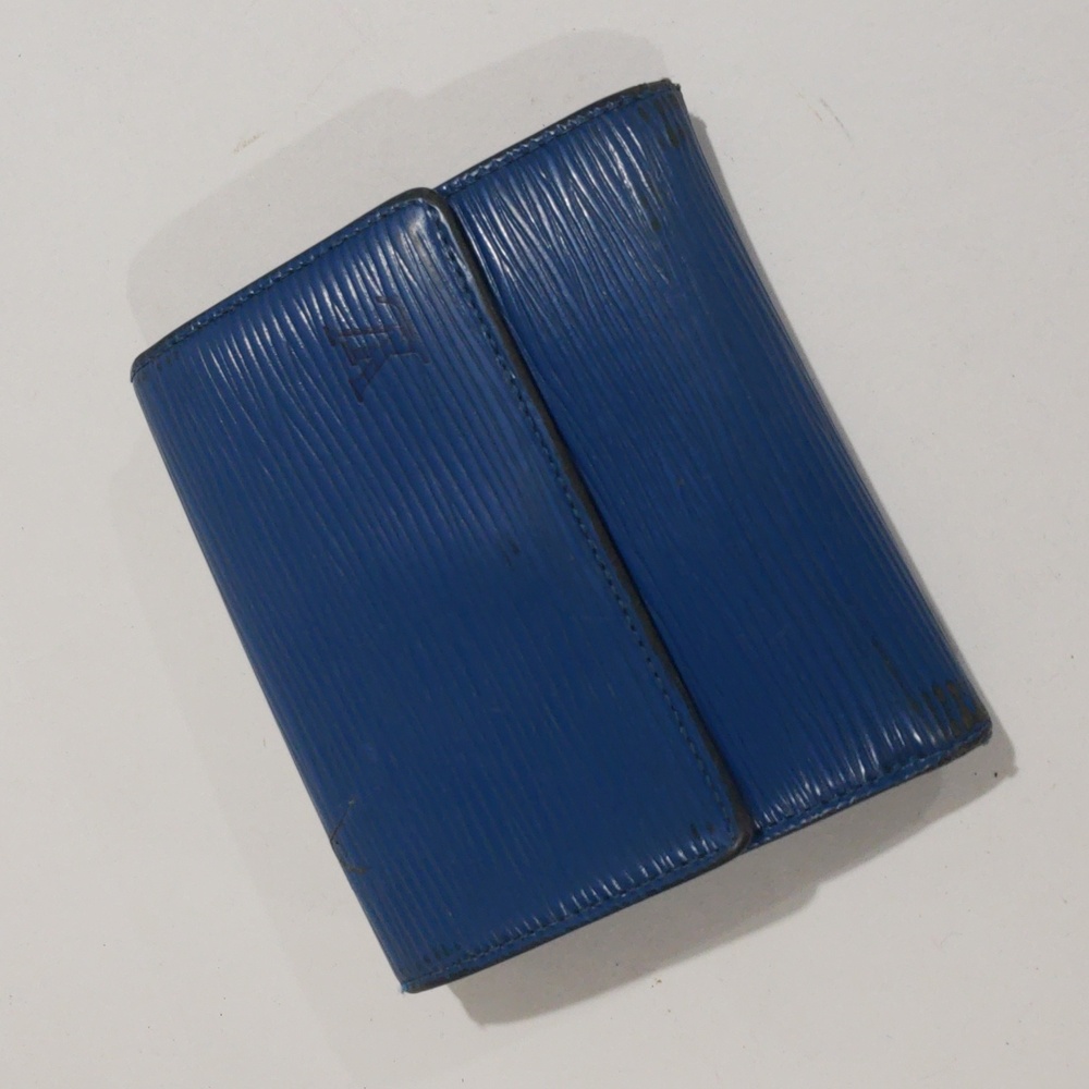 Vintage Louis Vuitton LV Trifold Luxury Wallet โ Royal Blue Epi Leather 4.25x4" - Picture 15 of 17
